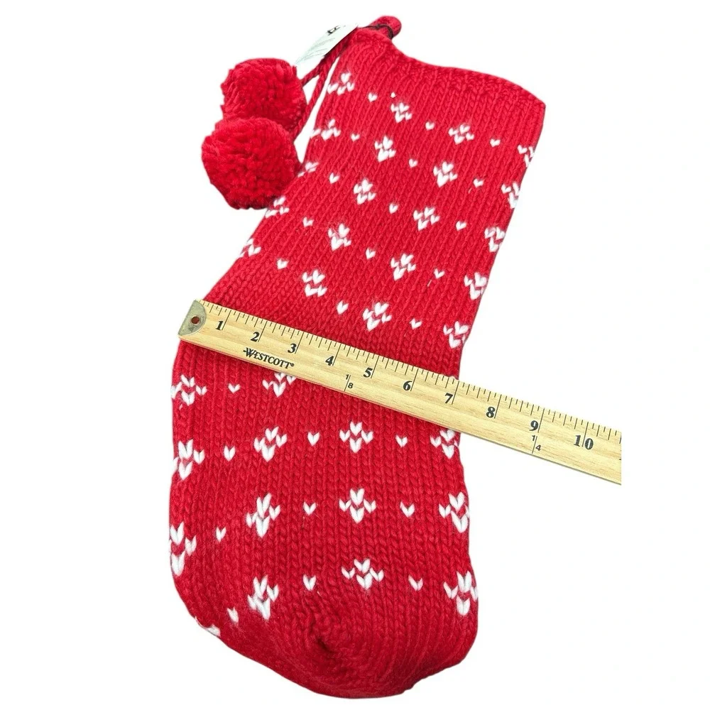 Hearth & Hand Magnolia Green Snowflake Red Christmas Jacquard Knit Stockings NWT